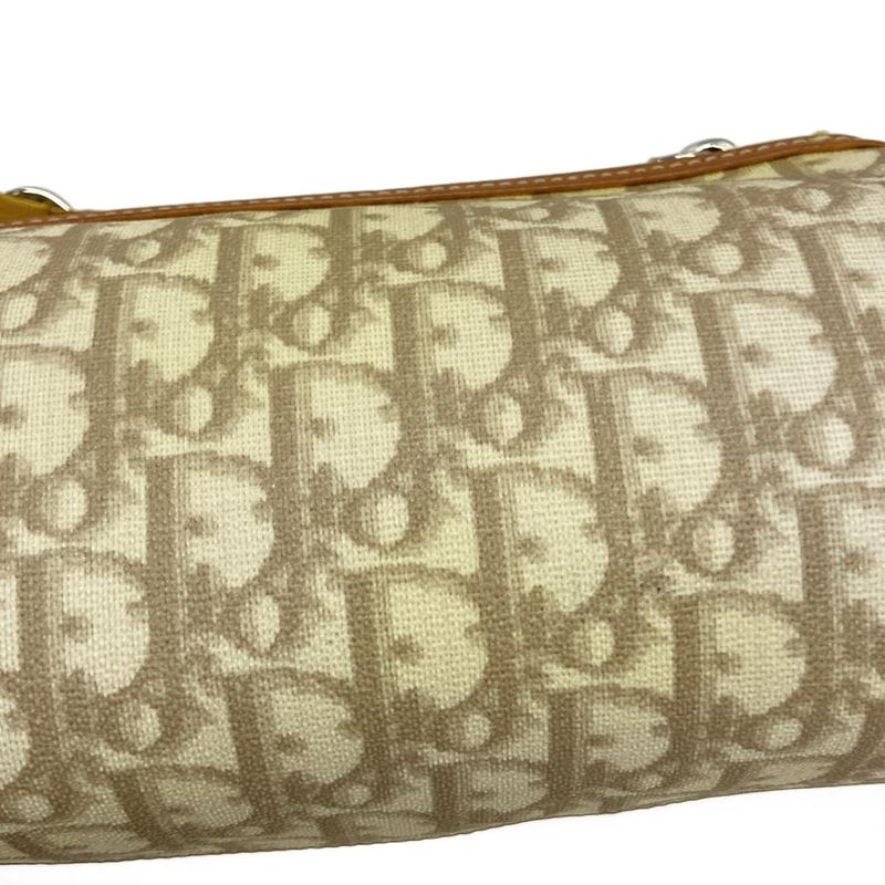 Dior Christian Dior Handbag Romantic Ivory X Brown X Yellow Heart Ribbon Leather