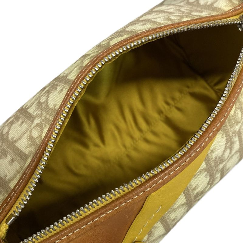 Dior Christian Dior Handbag Romantic Ivory X Brown X Yellow Heart Ribbon Leather