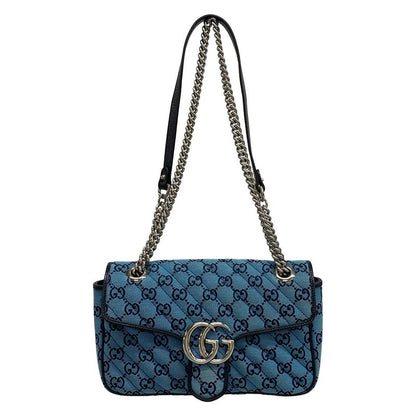 Gucci GG Marmont Quilted Small Shoulder Bag 443497 Blue and Dark Navy Leather
