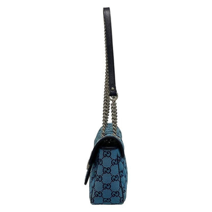 Gucci GG Marmont Quilted Small Shoulder Bag 443497 Blue and Dark Navy Leather