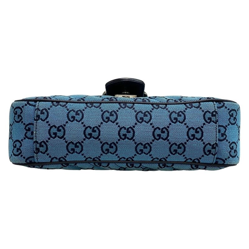 Gucci GG Marmont Quilted Small Shoulder Bag 443497 Blue and Dark Navy Leather