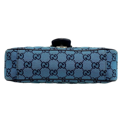 Gucci GG Marmont Quilted Small Shoulder Bag 443497 Blue and Dark Navy Leather