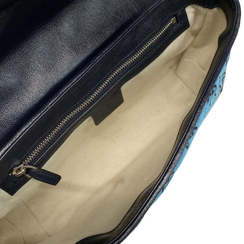 Gucci GG Marmont Quilted Small Shoulder Bag 443497 Blue and Dark Navy Leather