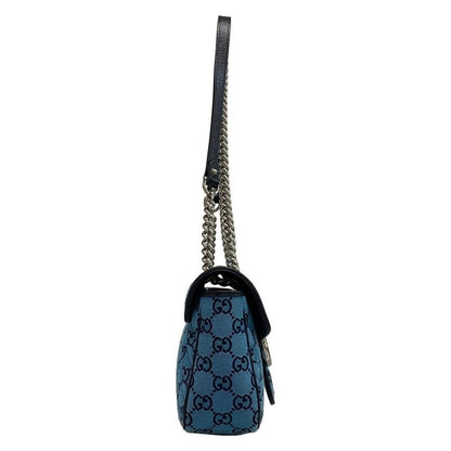 Gucci GG Marmont Quilted Small Shoulder Bag 443497 Blue and Dark Navy Leather