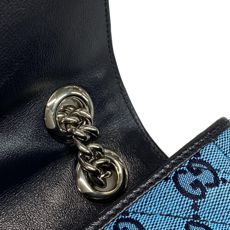 Gucci GG Marmont Quilted Small Shoulder Bag 443497 Blue and Dark Navy Leather