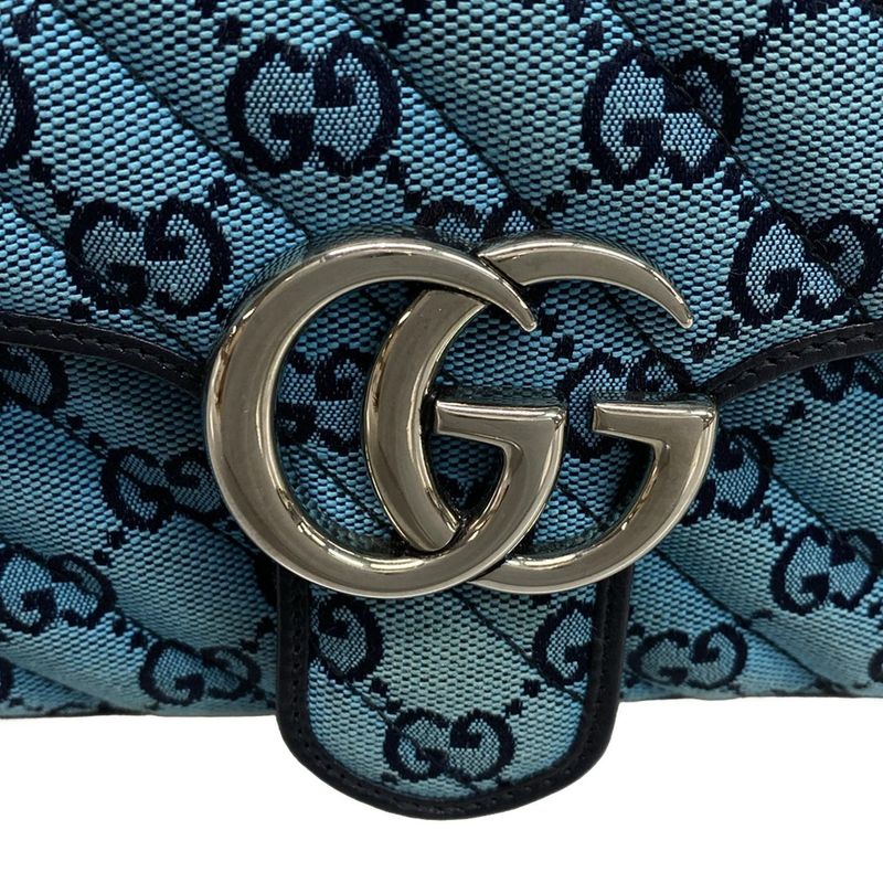 Gucci GG Marmont Quilted Small Shoulder Bag 443497 Blue and Dark Navy Leather