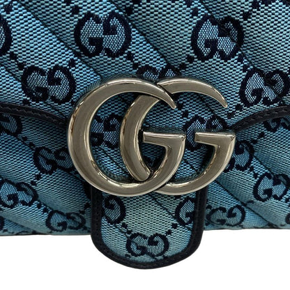 Gucci GG Marmont Quilted Small Shoulder Bag 443497 Blue and Dark Navy Leather