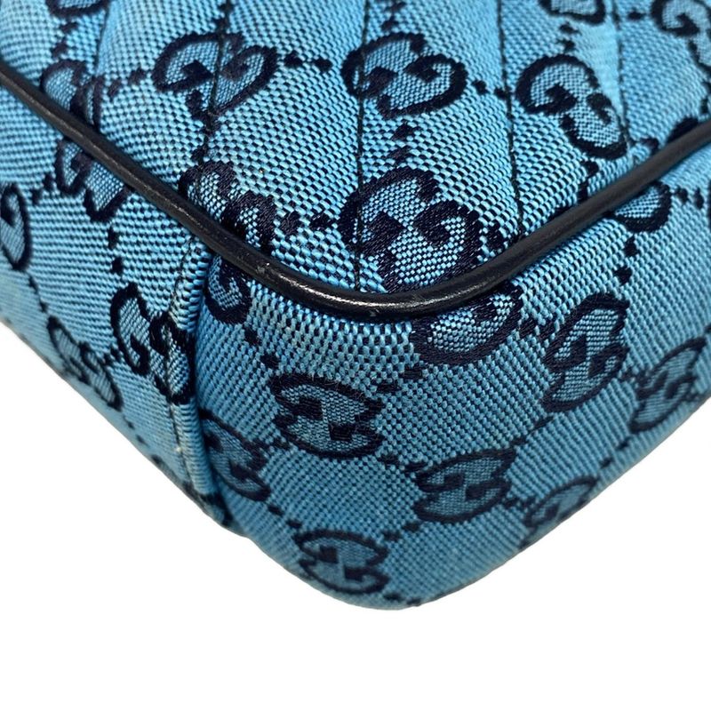 Gucci GG Marmont Quilted Small Shoulder Bag 443497 Blue and Dark Navy Leather