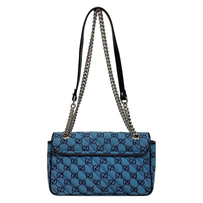 Gucci GG Marmont Quilted Small Shoulder Bag 443497 Blue and Dark Navy Leather