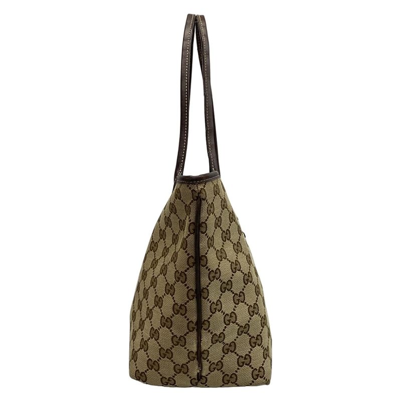 Gucci Tote Bag GG Patternnew Britt 169946 Beige and Dark Brown Leather