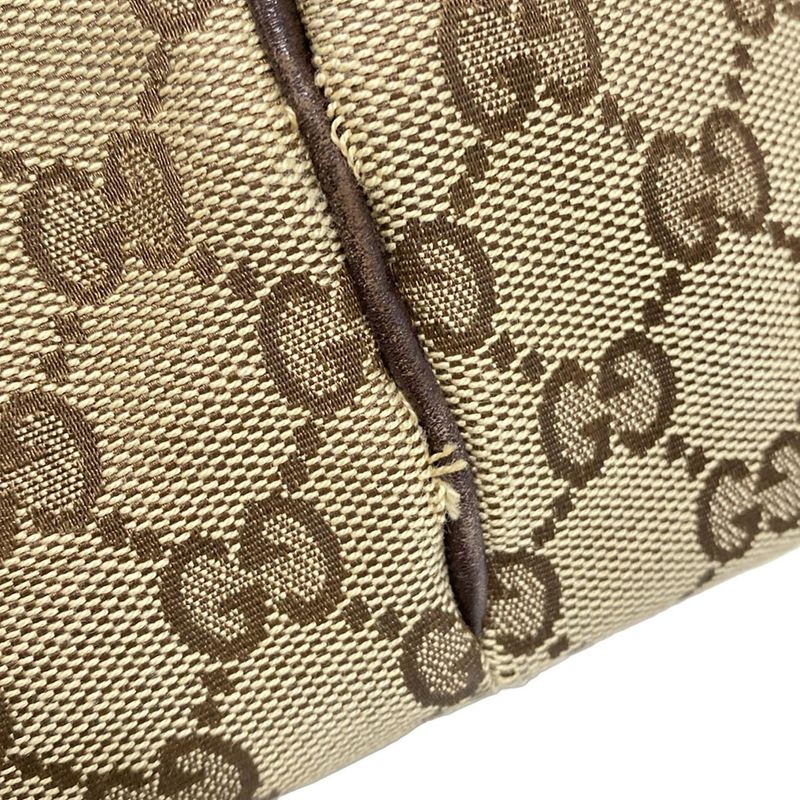 Gucci Tote Bag GG Patternnew Britt 169946 Beige and Dark Brown Leather