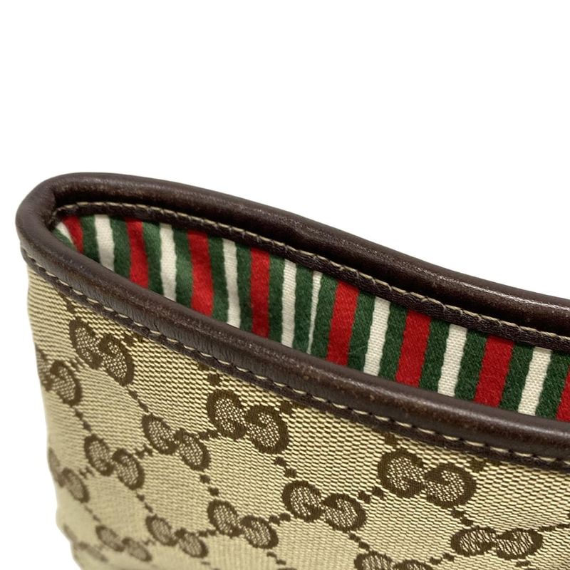 Gucci Tote Bag GG Patternnew Britt 169946 Beige and Dark Brown Leather