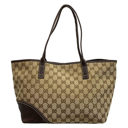 Gucci Tote Bag GG Patternnew Britt 169946 Beige and Dark Brown Leather
