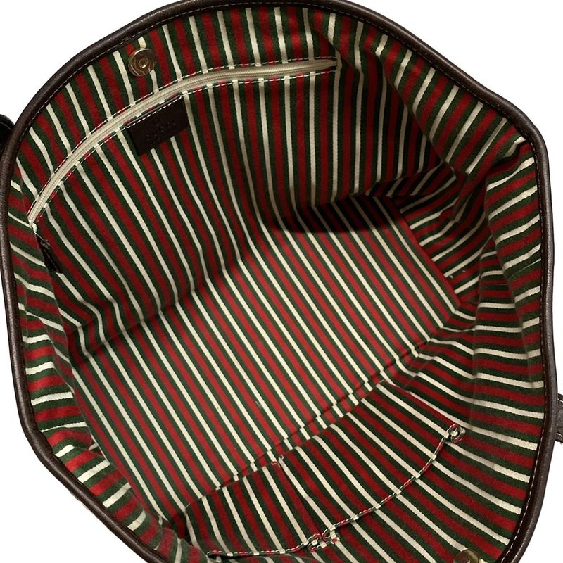 Gucci Tote Bag GG Patternnew Britt 169946 Beige and Dark Brown Leather