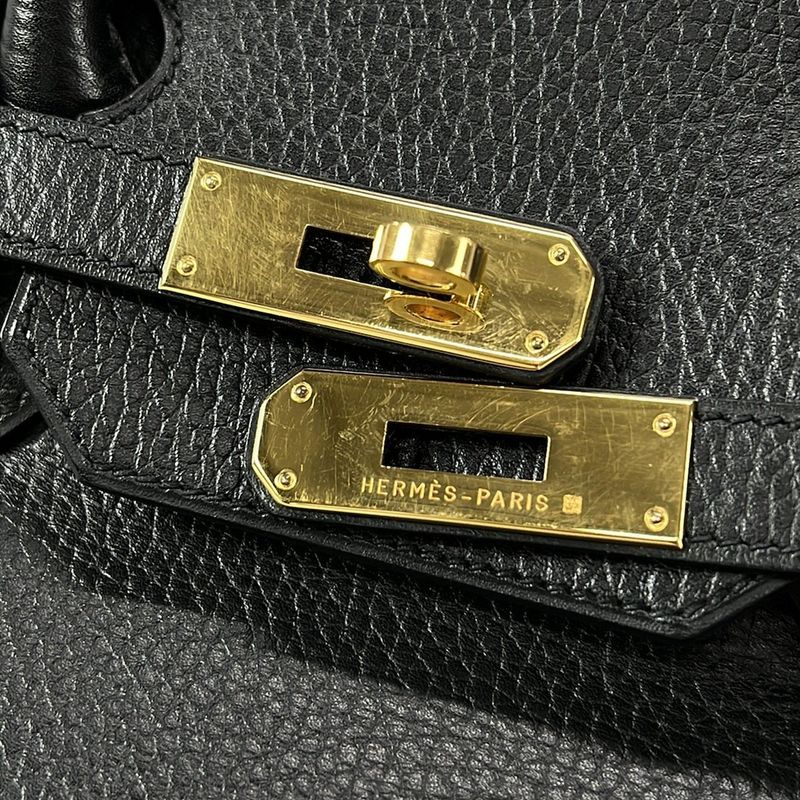 Hermes Handbag Birkin 35 Black Gold Hardware
