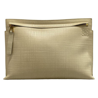 Loewe Clutch Bag - Gray Beige Shape Stamped Leather