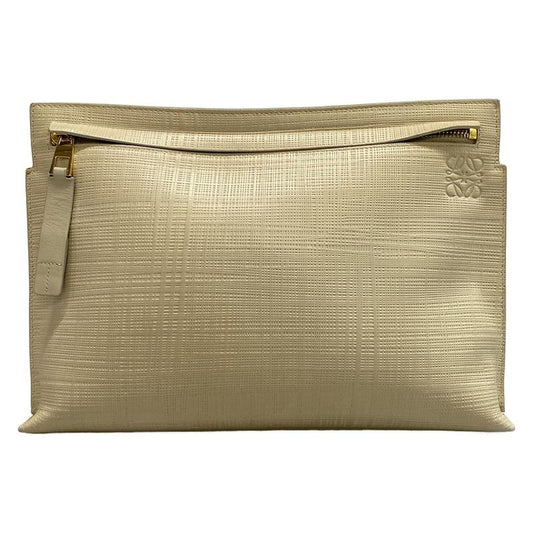 Loewe Clutch Bag - Gray Beige Shape Stamped Leather