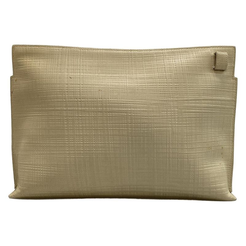 Loewe Clutch Bag - Gray Beige Shape Stamped Leather