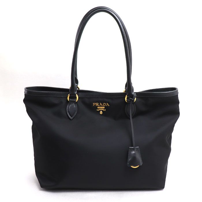 Prada Tessuto Nylon Tote Bag Black 1bg158 Ladies Preowned Excellent Condition