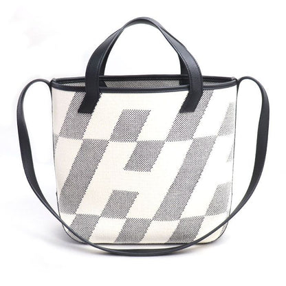 Hermes Toile Ash H Ambier PM 2way Shoulder Bag White Black Ladies Preowned