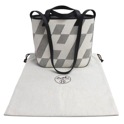 Hermes Toile Ash H Ambier PM 2way Shoulder Bag White Black Ladies Preowned