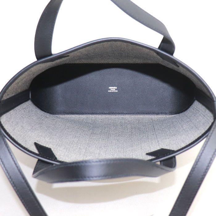 Hermes Toile Ash H Ambier PM 2way Shoulder Bag White Black Ladies Preowned