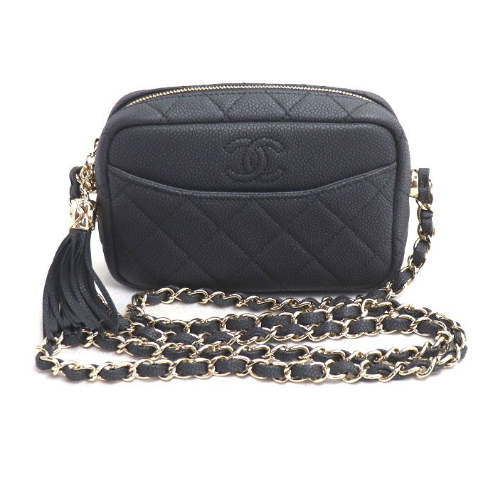 Chanel Caviar Skin Matelasse Camera Bag Shoulder Bag Black A57717 Ladies