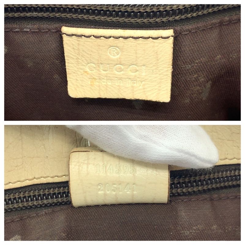 Gucci Beige Ivory Silver Hardware GG Supreme Canvas 114695 Tote Bag Shoulder