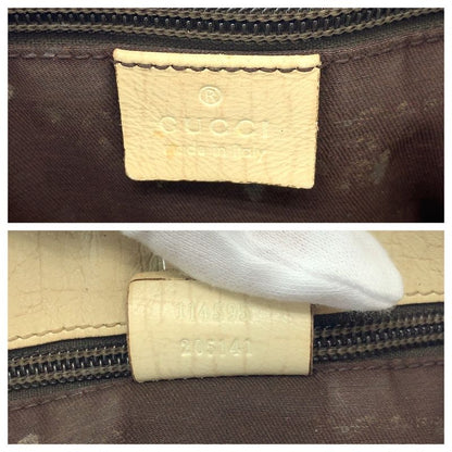 Gucci Beige Ivory Silver Hardware GG Supreme Canvas 114695 Tote Bag Shoulder