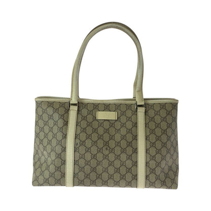 Gucci Beige Ivory Silver Hardware GG Supreme Canvas 114695 Tote Bag Shoulder