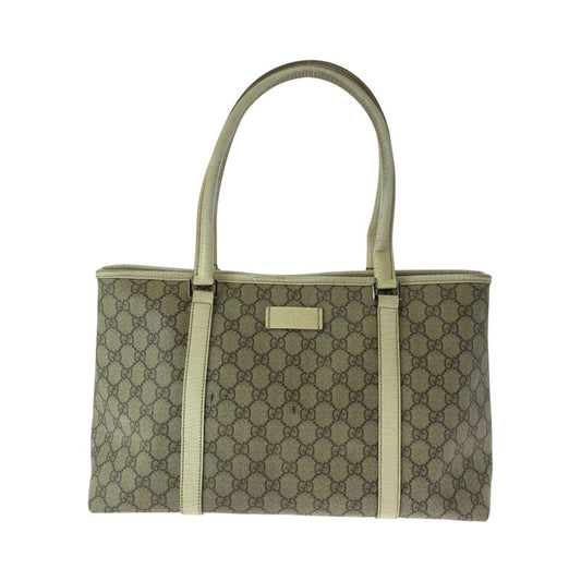 Gucci Beige Ivory Silver Hardware GG Supreme Canvas 114695 Tote Bag Shoulder