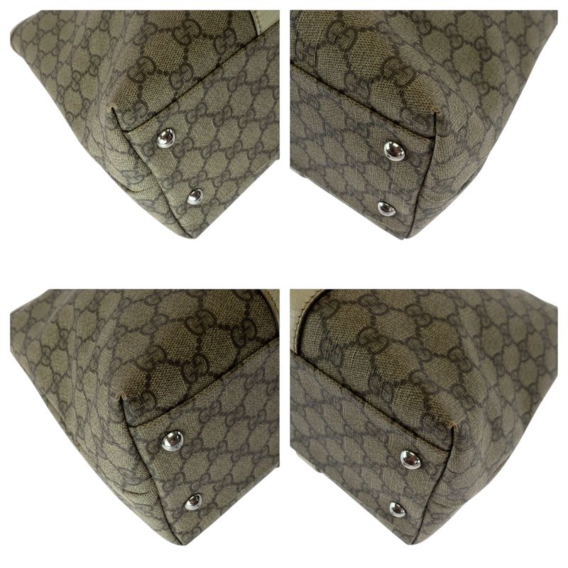 Gucci Beige Ivory Silver Hardware GG Supreme Canvas 114695 Tote Bag Shoulder