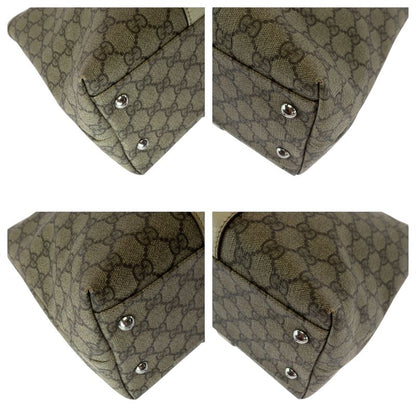 Gucci Beige Ivory Silver Hardware GG Supreme Canvas 114695 Tote Bag Shoulder