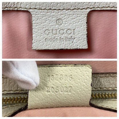 Gucci Sherry Line Pink Ivory GG Canvas Leather 137396 Tote Bag Shoulder Bag