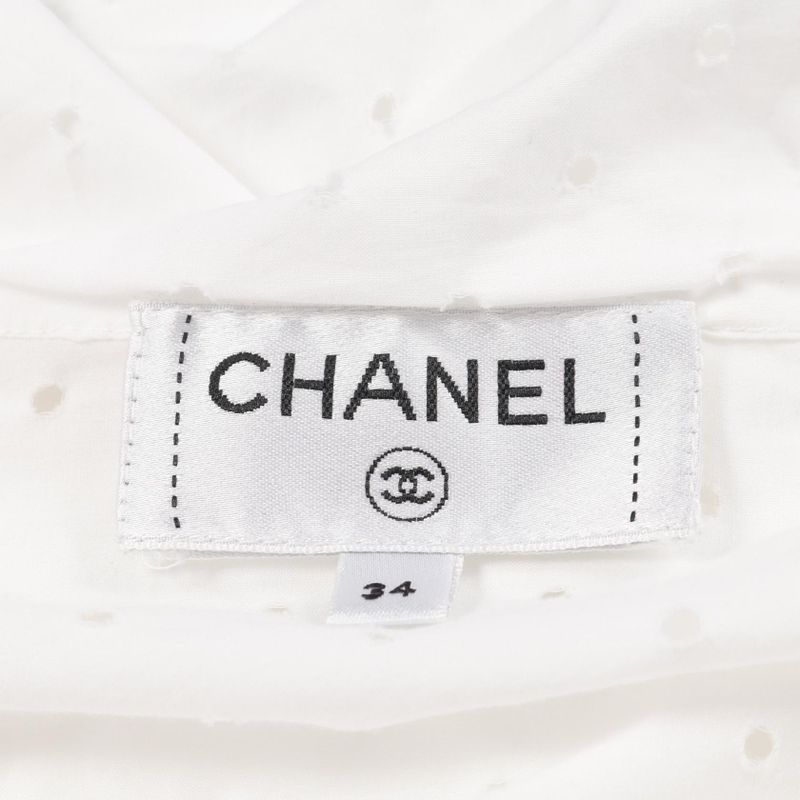 Chanel Blouse Coco Mark Button Perforated Cotton Shirt Ladies Used a