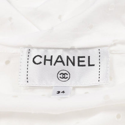 Chanel Blouse Coco Mark Button Perforated Cotton Shirt Ladies Used a