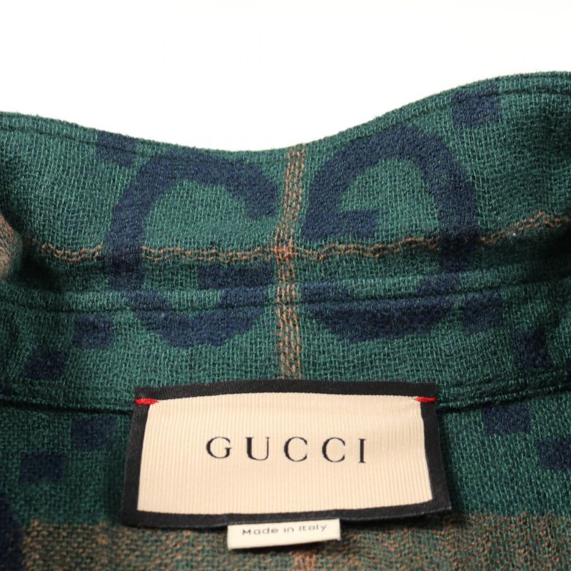 Gucci Jumbo GG Check Wool Shirt Men's Used a