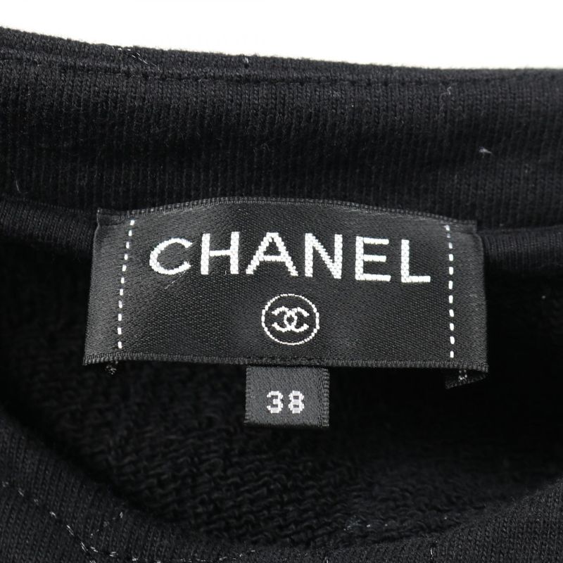 Chanel Sweatshirt Coco Mark Button Camellia Cotton Sweatshirt Ladies Used a