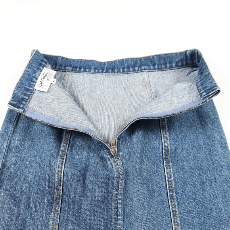 Chanel Skirt Coco Mark Button Cotton Skirt Women Used a