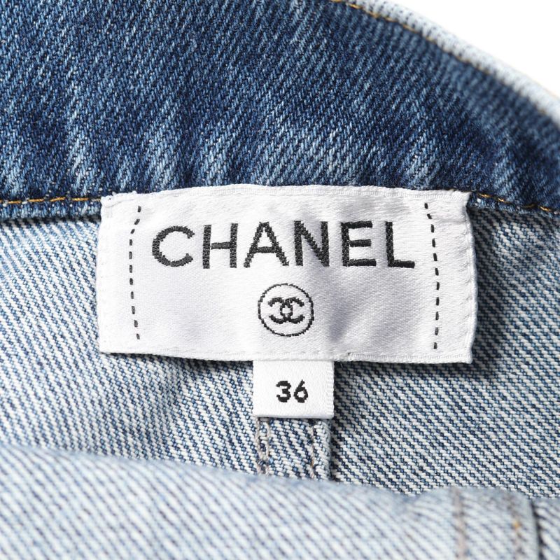 Chanel Skirt Coco Mark Button Cotton Skirt Women Used a