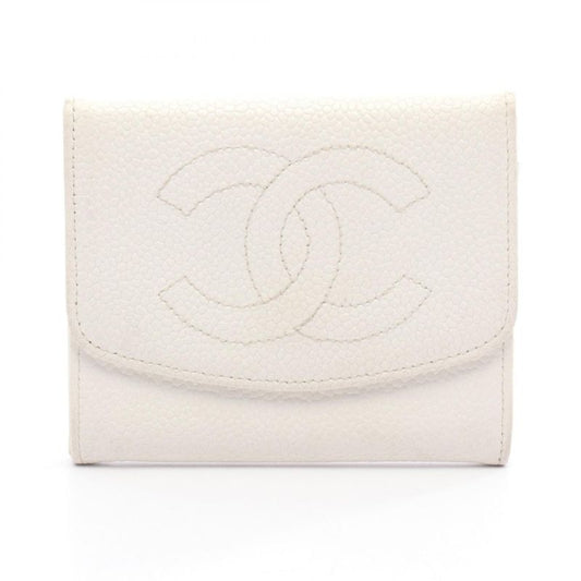 Chanel Coin Case Coco Mark White Caviar Skin (grained Calf) Coco Mark Coin Case