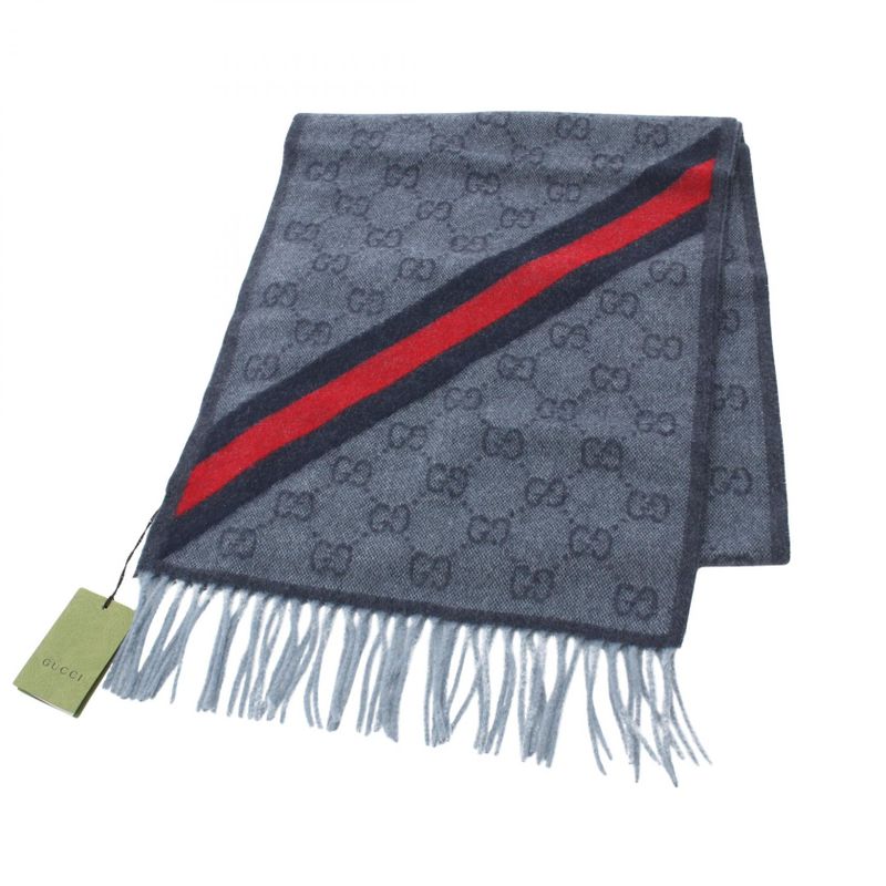 Gucci Scarf GG Pattern 5706033g2004068 Midnight Blue Wool Scarf Unisex