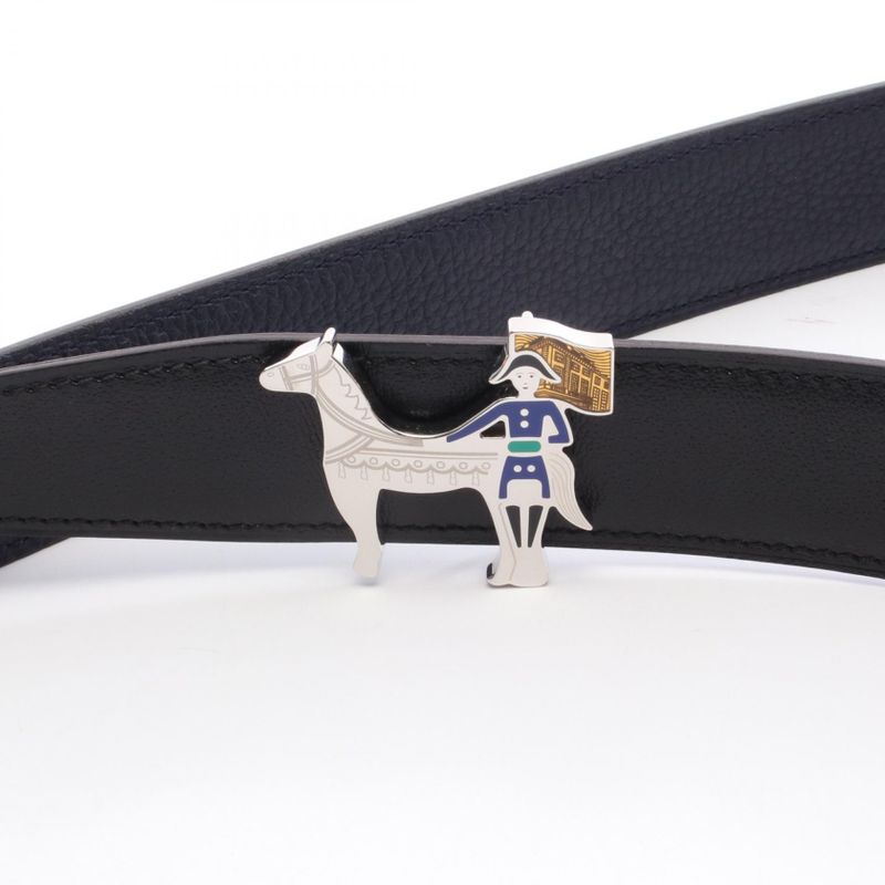 Hermes Belt Horse Motif Buckle Calf Belt Men's Unused