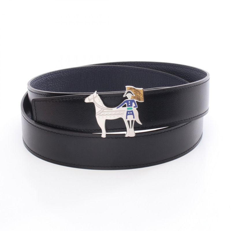Hermes Belt Horse Motif Buckle Calf Belt Men's Unused
