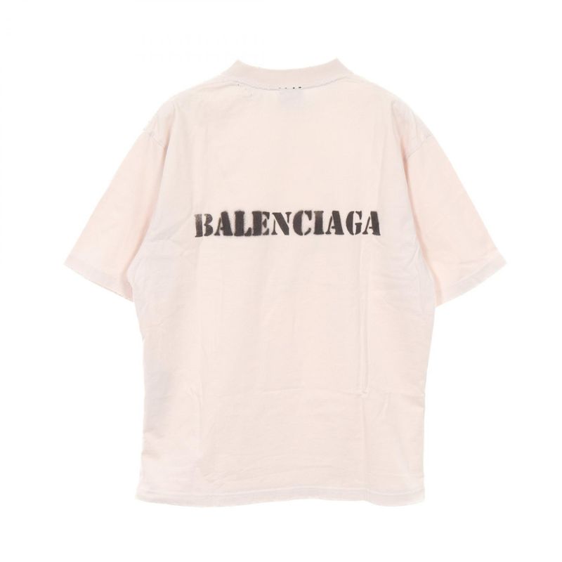 Balenciaga Cut and Sewn Stencil Type XS Beige Cotton T-Shirt Men's Used a