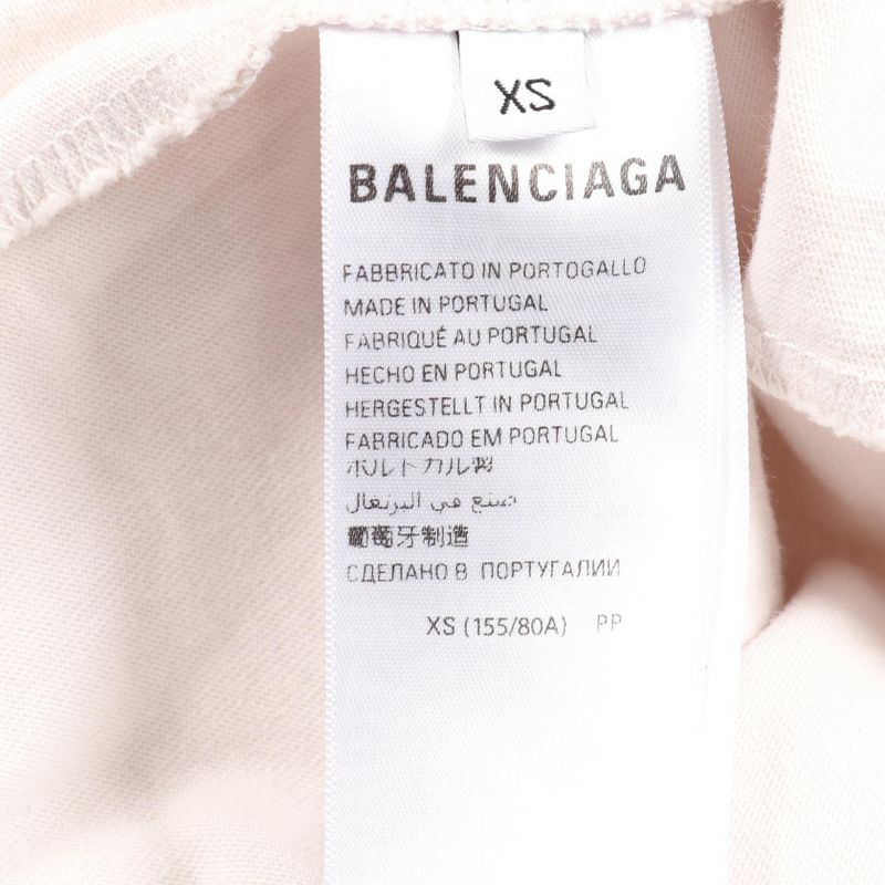 Balenciaga Cut and Sewn Stencil Type XS Beige Cotton T-Shirt Men's Used a