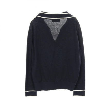 Gucci Polo Shirt Navy Silk Cotton Knit Women's Used a