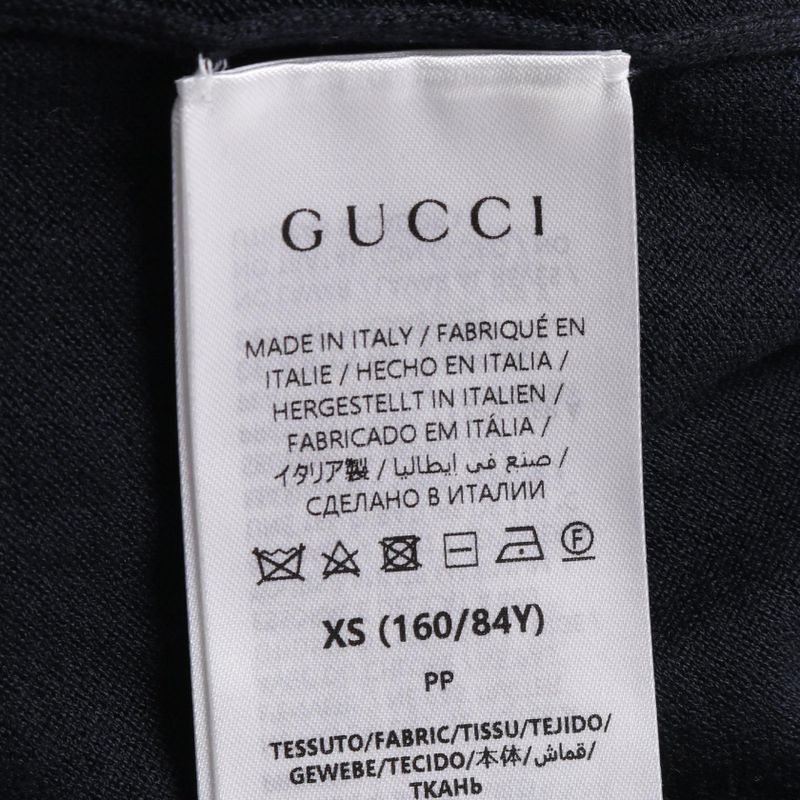 Gucci Polo Shirt Navy Silk Cotton Knit Women's Used a