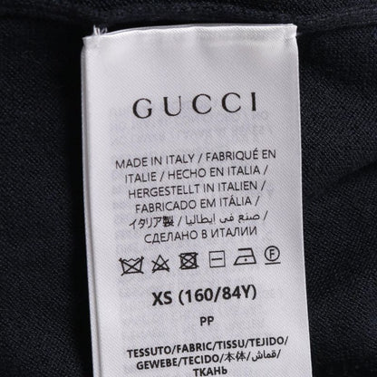 Gucci Polo Shirt Navy Silk Cotton Knit Women's Used a