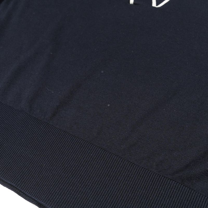 Gucci Polo Shirt Navy Silk Cotton Knit Women's Used a